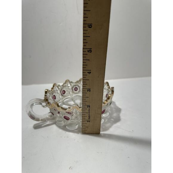 EAPG U.S. Glass Daisy Bullseye Purple‎ Amethyst Stained Bowl With Handle - Picture 5 of 9